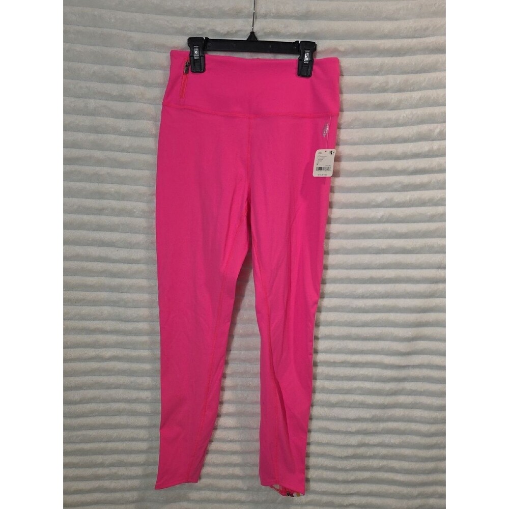 Free People FP Movement Youre A Peach Leggings Flamingo Fizz Pink Stripe Size M